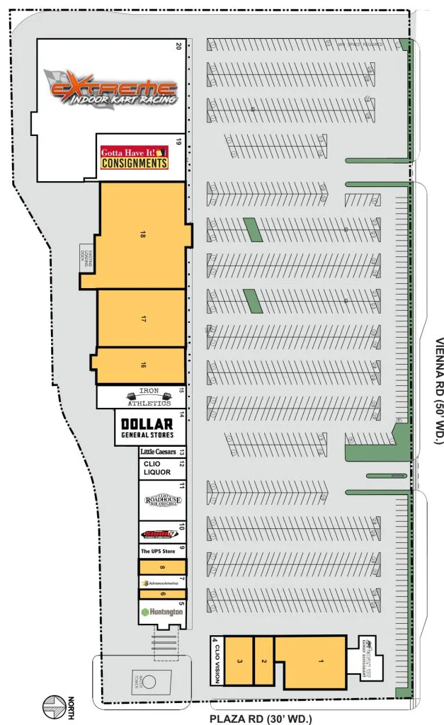 Clio Shopping Center site plan